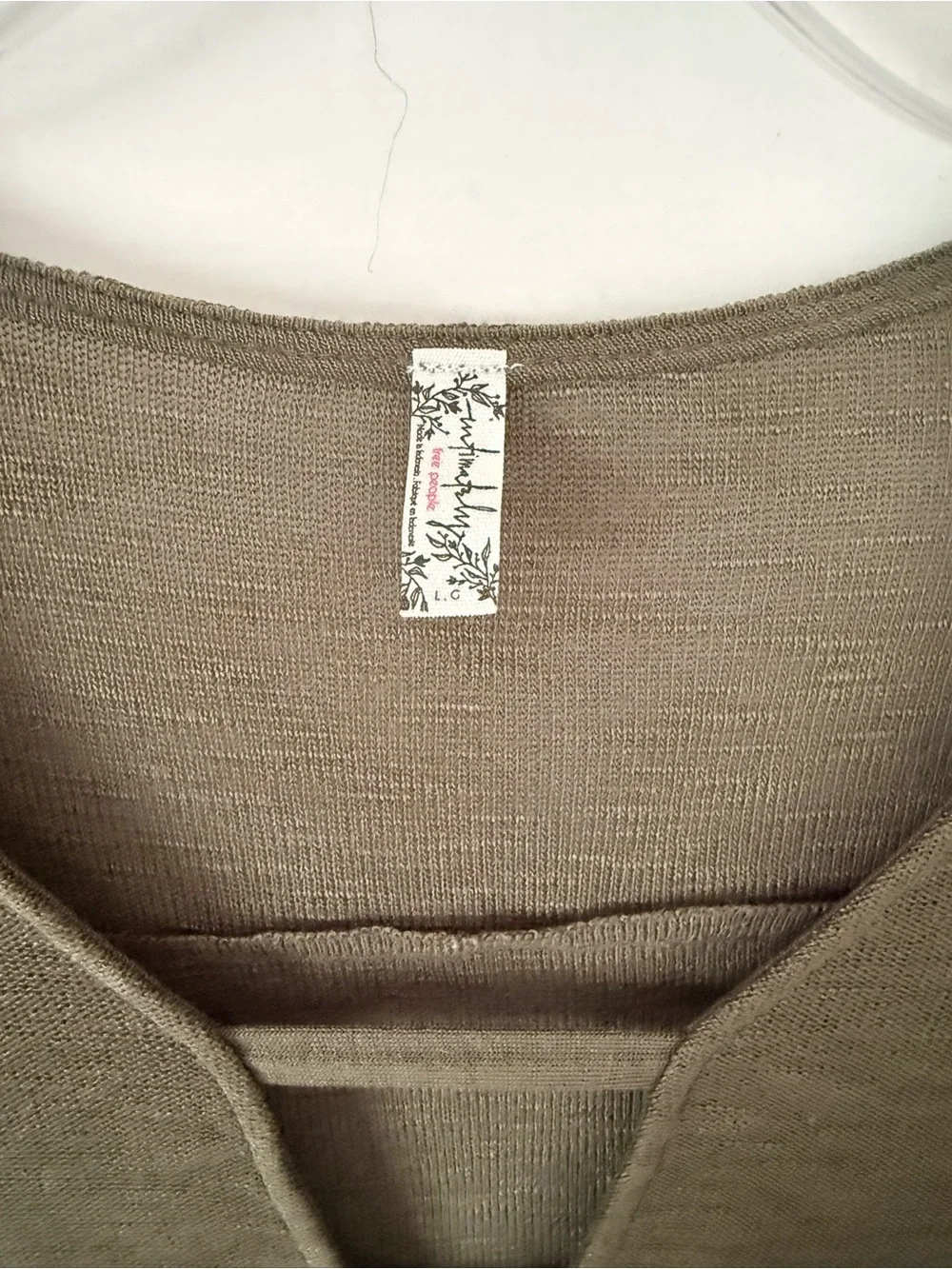 Free People Intimately Bae Bae Layering Top Hunter Green Long Sleeve Size Large